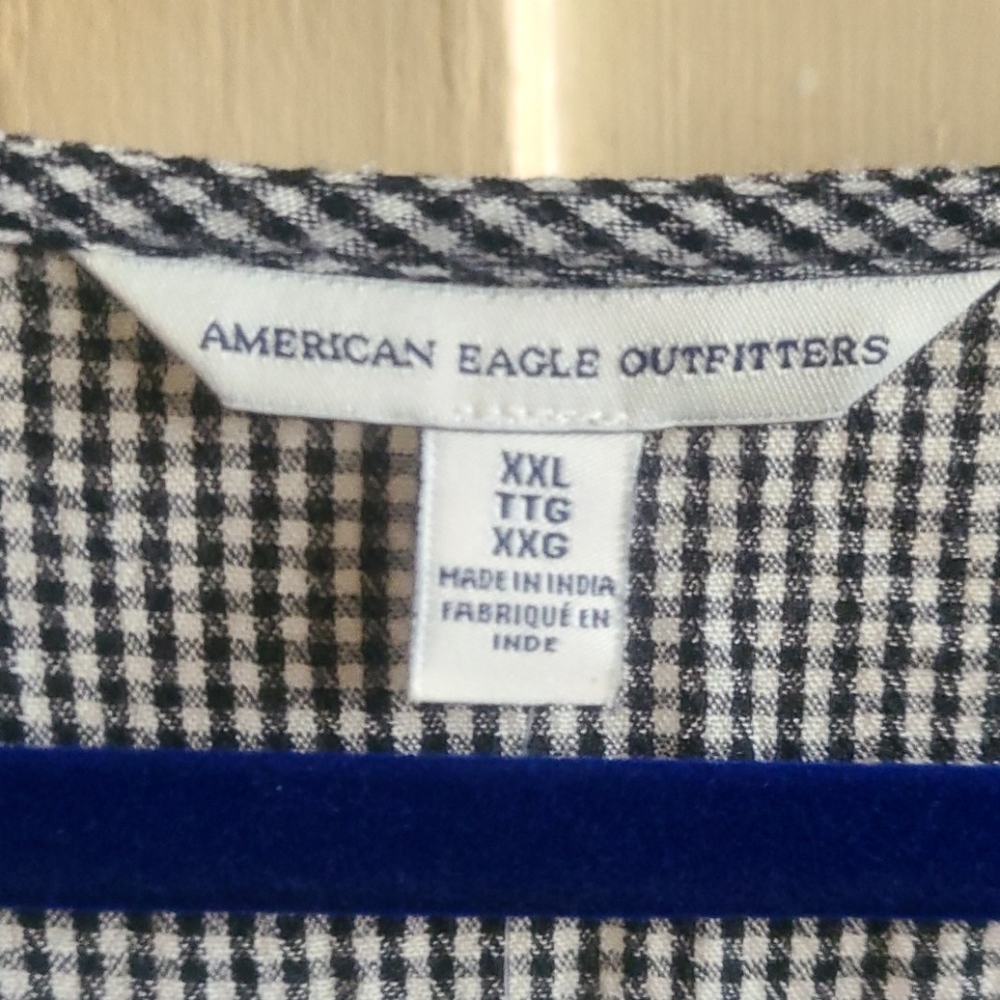 American Eagle Gingham Crop Top Black & White Size XXL - Picture 5 of 12